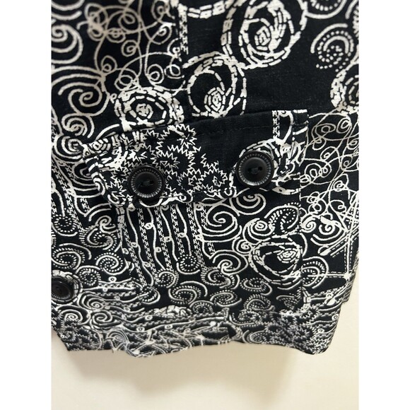 Christopher & Banks Women’s Vest S Black White Abstract Print Cotton Button Up - Picture 4 of 5
